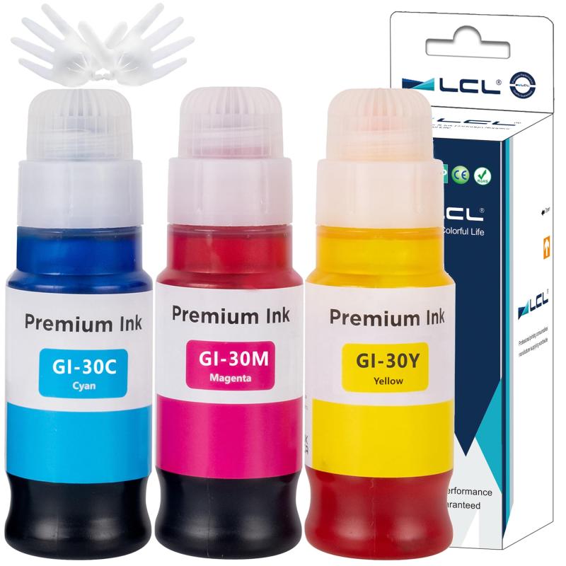 乐天商城 - Canon用 キャノン用 GI-30 GI-30C GI-30M GI-30Y （3色セット シアン マゼンタ イエロー） 互換インクボトル 対応機種：G5030/G6030/G7030
