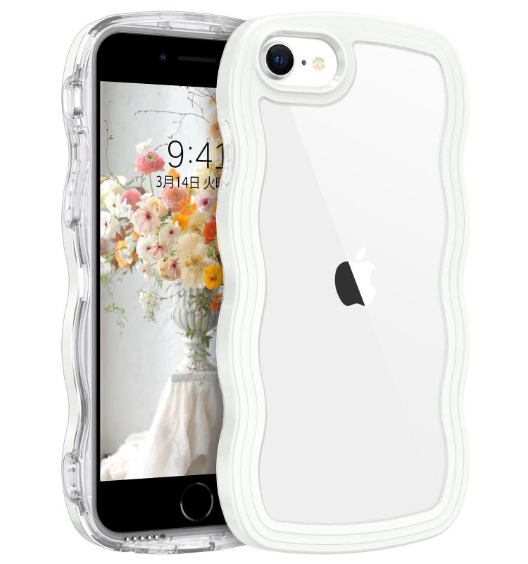 Rakuten - iPhone SE 第3世代 用/iPhone SE2 / iPhone8 / iPhone7 ケース クリア TPU+PC 韓国 可愛い ウェーブ ソフト 滑り止め 薄型 軽量 耐衝撃 おしゃれ スマホケース ストラップホール付き アイフォン SE3