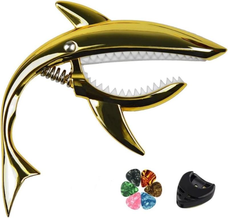 カポタスト ワンタッチ カポタスト シャーク 鮫形 カポ アコギカポ エレキ カポタスト フォークウクレレ用 高級亜鉛合金