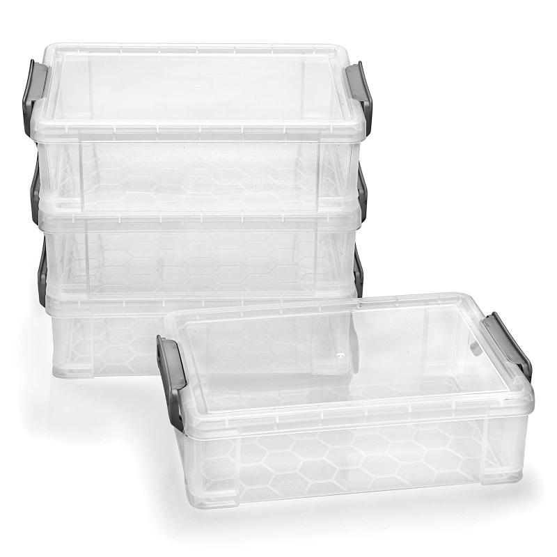多機能筆箱 収納ケース 積み重ねでき ス プラスチック 透明 シンプル クリア 収納ケース 工具ケース ふた付き 4個セット lino-select-10005173 LINO select楽天市場店 パッケージ画像