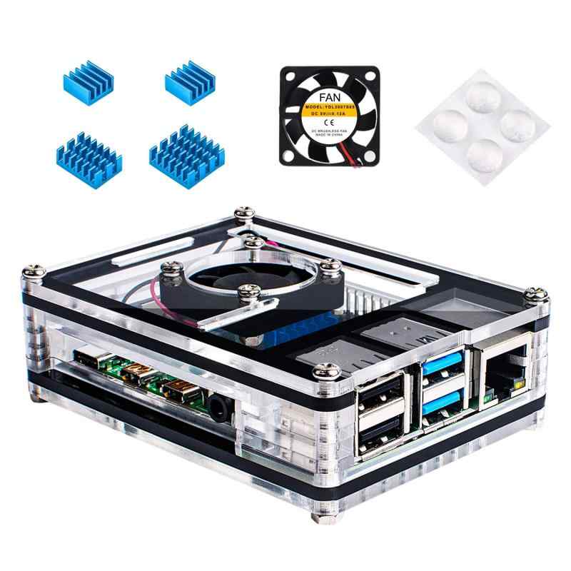 最新 4 ケース ラスベリー パイ 4 ケース+ 冷却ファン+ヒートシンク 4 Model B対応（ 4 Model B 本体含まりません） (Pi 4ケース)
