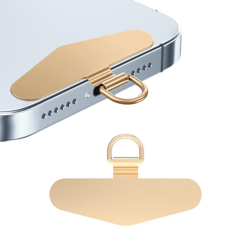 Rakuten - [] スマホ ストラップホルダー 極薄0.2mm・浮きにくい円弧の曲がれ設計・ステンレス製金属製タグパッチ 携帯ストラップホルダー 薄型 丈夫10kgまでの荷重量 スマホケースに挟む 全