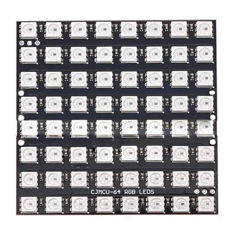 64ビット WS2812 5050 RGB LED マトリックス フルカラー モジュール 電球 ドライバ 開発ボード Arduinoに対応 DIYキット