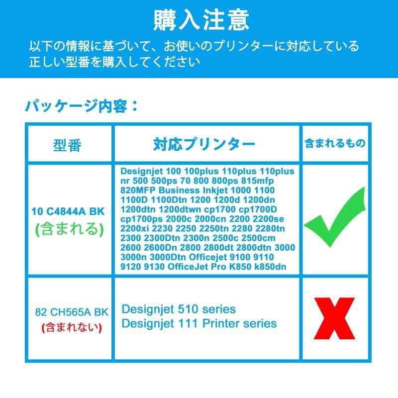 互換インクカートリッジ 10 C4844A （ 2パック ブラック ） 対応機種：Designjet 100/100plus/110plus/110plus nr/500/500ps/70/800/800ps/815mfp/820MFP Busines 2