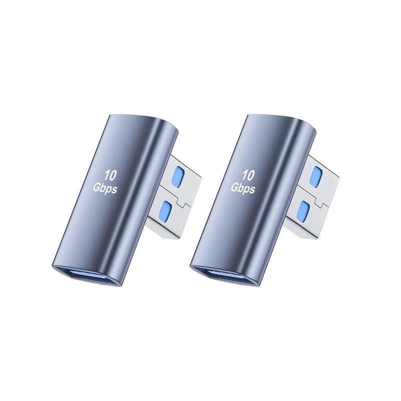USB 3.1 Gen2 アダプタ L字型 USB L字 USB L型 タイプA オス メス 10Gbps 高速データ伝送アダプタ USB Type A L字型変換アダプタ 方向変換 小型 軽量