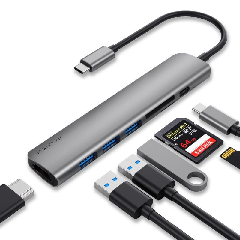 USB C ハブ、 MacBook Pro USB C アダプター 7-in-1 Type Cハブ 変換アダプター 4K USB C-HDMI出力 100W PD充電 USB3.0ポート ハブ SD/Micro SD カードリーダー USB-C HDMI
