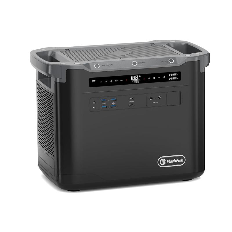 FlashFish ポータブル電源 1997Wh/2000W 大容量 ポータブルバッテリー 1.8時間満充電 リン酸鉄リチウム UPS機能 長寿命 ソーラーパネル 太陽光発電 折りたたみ式 薄型 コンパクト 高耐久 ソーラー発