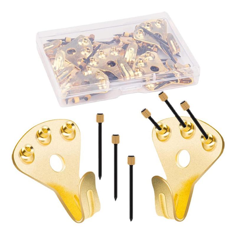 壁掛けフック 10個セット 釘付き 安全荷重35kg ピクチャーハンガー 額縁展示用吊り金具 絵画 額縁 時計用 石膏ボード フック ベニヤ 木用 錆びにくい