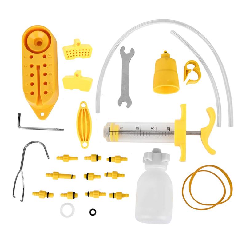 Mineral oil-based hydraulic disc brake bleeding kit, maintenance supplies, bicycle parts, with multi-function connector.