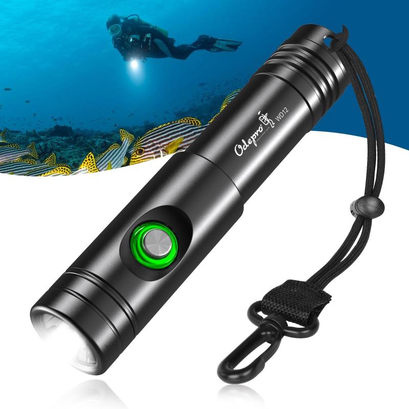 LINO select楽天市場店のWD12 IPX8 Max 1050ルーメン ダイビングライト 水中ライト プロ仕様超高輝度 水中懐中電灯 IP68防水 水中100メートル使用可能｜アングル2