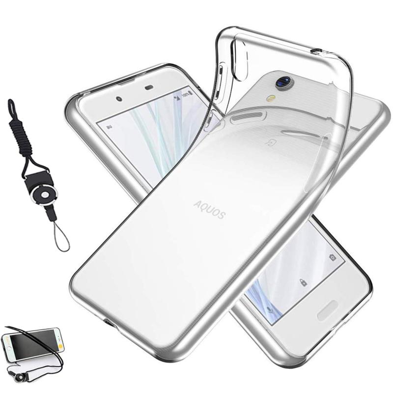 For AQUOS Sense Basic 702SH ケース Sense SHV40 / Android One S3/RP AQUOS sense lite SH-M05 クリア カバー TPU ストラップホール付属 ネックストラップ付 耐衝撃 wh