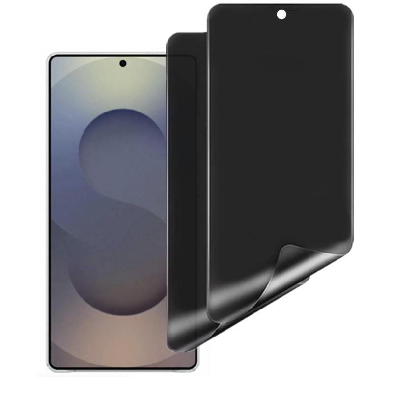 アンチグレア＆覗き見防止2枚セット対応Galaxy S26 Plus / S25 Edge 用 覗き見防止 フィルム さらさら ギャラクシーS26+ / S25 Edge専用 アンチグレア フィルム 非ガラス 指紋認証が可能 TPU素対応機種for Galaxy S26 Plus / S25 Edge 液晶保護フィルム 。もし運送途中、壊れたの場合、弊社にご連絡いただきますと幸いです、是非満足させて対応いたします。注意保護フィルムを貼り付けた後、指紋を再入力する必要がございます。ご希望の商品,カラー,対応機種を十分ご確認の上、ご注文頂きますようお願い申し上げます。覗き見防止仕様スマートフォンを立てに持った時、180°覗き見防止，画面を左右から覗かれることを防ぐ180° 左右 2方向ブラインド仕様のプライバシー保護フィルムです。周りの視線を気にすることなくLINEやメールのやりとりを行えます。真正面から見ると高透過率ではっきり見えますが、斜めから見るとブラインドルーバーにより画面が段々真っ黒になります。画面内容は勿論、個人情報も完璧守られます。アンチグレア加工反射防止コーティングの加工で、ディスプレイの表面に太陽光や蛍光灯などの反射を抑えます。視認性を向上させて画面が見えやすくなり、目の負担を軽減できます。更にサラサラ手触りで指紋の跡が非常に残りにくく、指のすべりが滑らかでゲームに最適気泡レス キズ修復 貼り付けた後、少し気泡を入りマスと、保護フィルムに傷をつかため補助カード/手でフィルムを押しでください。24-48時間以内に自然に消えて無くなりますのでご安心ください。周縁部分は指でウオッチ周縁を整理して、フィルムをスクリーンに密着させてください。TPU製フイルム材料は普通のガラスチック製のフィルムより強靭性があり、48時間以内に小さな傷を自動修復し、自然に消えます。3D全面保護Pixelの液晶面にぴったり貼り付けてタッチ感度が良好です。ガラスフィルムと違って、柔らかい素材でスマホの湾曲まで覆える全面保護フィルムです。厚さ0.15mmで感度、フィルムを貼っていかのような一体感が生まれます。フィルムは疎油性コーティングがされているため、指紋を防ぎ。付着しても簡単に拭き取れます。常に美しい画面と滑らかな操作感が得られます。