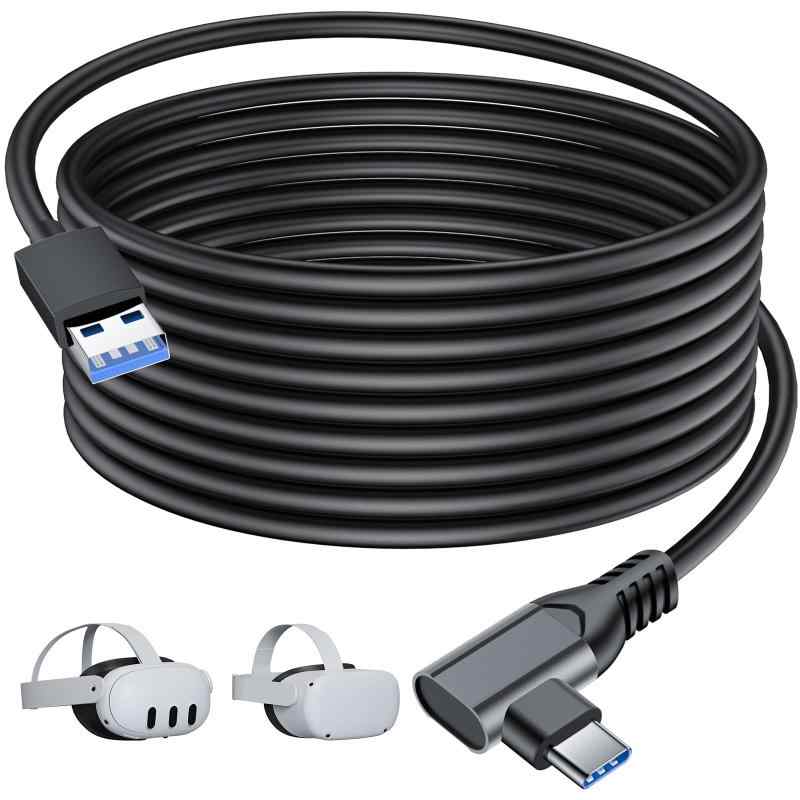 リンクケーブル USB Type C ケーブル 5M L字 Oculus Quest 3/2/Pro/Pico4/VRヘッドセット/PC Macbook/Switch スマホと互換性があり linkケーブル USB3.0高速データ転送 Steam VR/