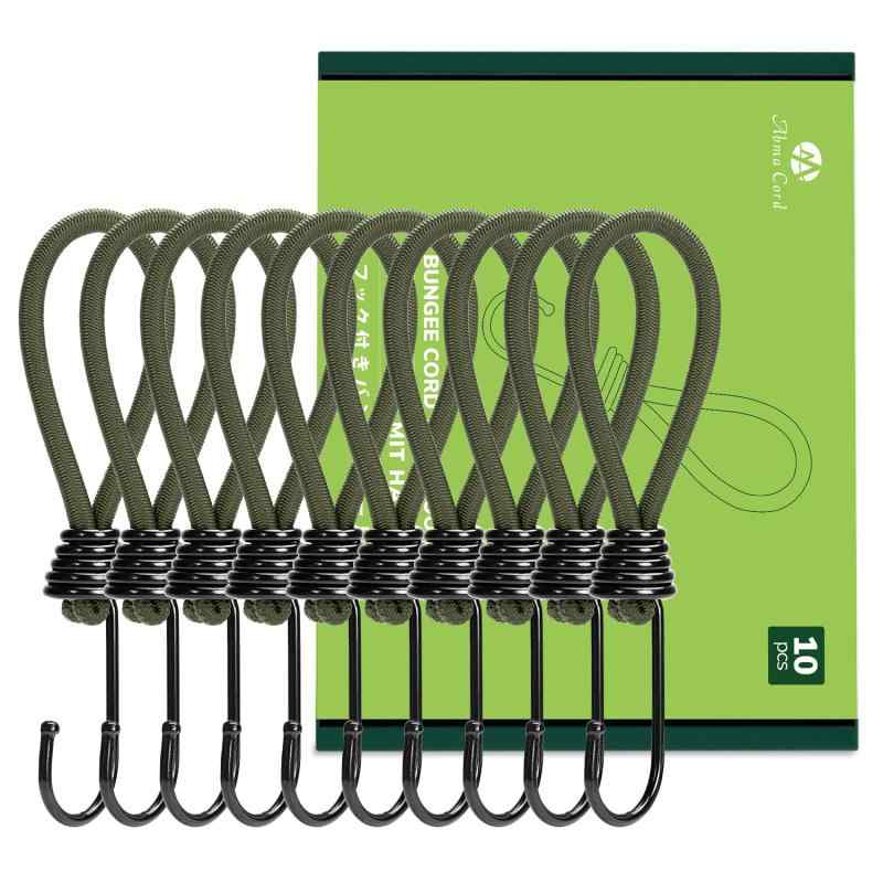 스트레치 코드 고무 후크 전체 길이 15/18/20/23cm 10 개 세트 후크 부착 번지 코드 쇼크 코드 텐트 터프 장강 가이 라인 어댑터 충격 흡수 캠프 용품 방풍 고정