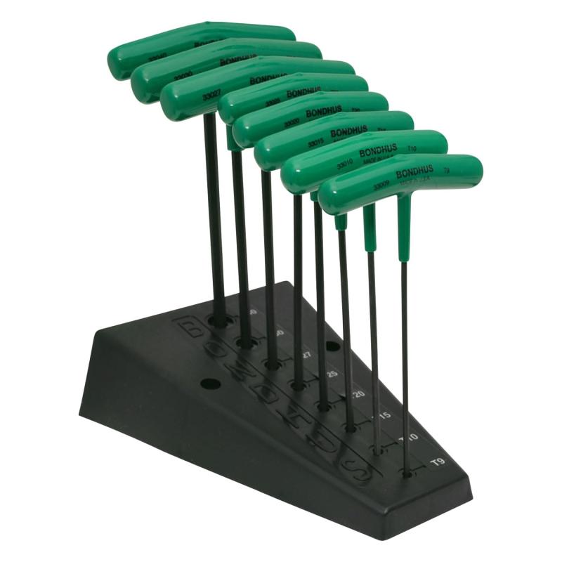 BONDHUS(ボンダス) トルクス®T-ハンドルセット 黒染め加工 8本組 (T9、T10、T15、T20、T25、T27、T30、T40) TTHX8 No.33034