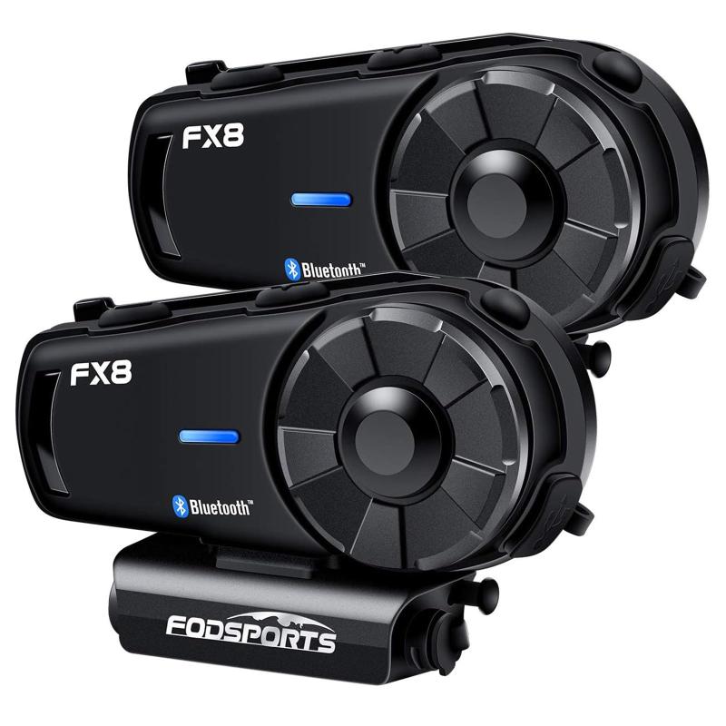 バイク インカム FX8インカム 8人同時通話 音楽共有 FMラジオ Hi-Fi音質 AUX機能付き インカム イヤホン ユニバーサル接続 IPX6防水 連続通話20時間 音声コマンド インカムバイク用 Bluetooth