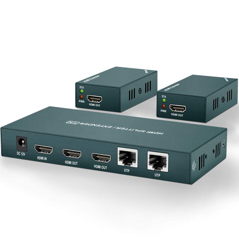 Rakuten - HDMIエクステンダースプリッター1x2、HD1080P @ 60Hz、エクステンダー HDMI Over CAT5e / CAT6 / CAT7ケーブルを介した165フィート（50m）の長さの伝送、2チャネル伝送、適しています監視室、ホームシア