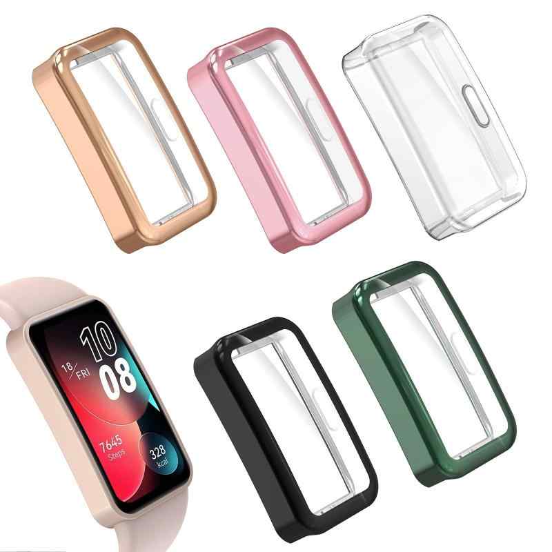 5個入り Huawei Band 10/9/8 対応 ケース 保護カバー + 液晶保護フィルム 一体型 TPU素材 全面保護 衝撃吸収 高感度 ソフトケース