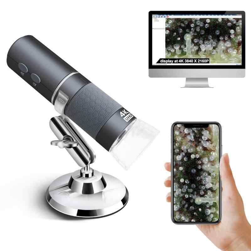 4K WiFi 顕微鏡 iPhone/Android PC 用 50 ～ 1000X USB デジタル顕微鏡 ワイヤレス スーパー HD 内視鏡カメラ すべての携帯電話 iPad Android タブレット Windows Mac Chrome Lin