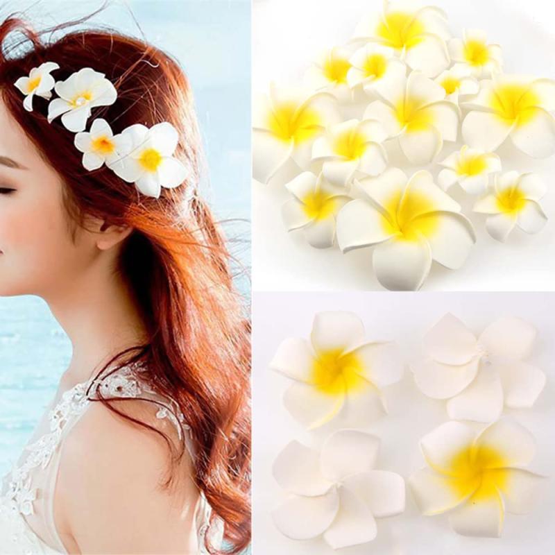 Rakuten - プルメリア 造花 9cm 50個セット 花のみ 白 スポンジ ハンドメイド お花 DIY手作業 結婚式 パーティー用 飾り付け 写真撮影小物