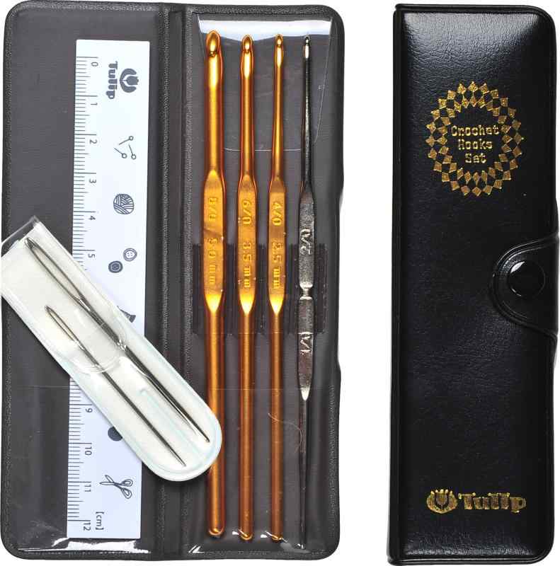 チューリップ(Tulip) クラシック1 かぎ針7点セット TCK-001セット内容：両かぎ針1/0-2/0、片かぎ針4/0、6/0、8/0号、とじ針(2サイズ)、ものさし、ケース