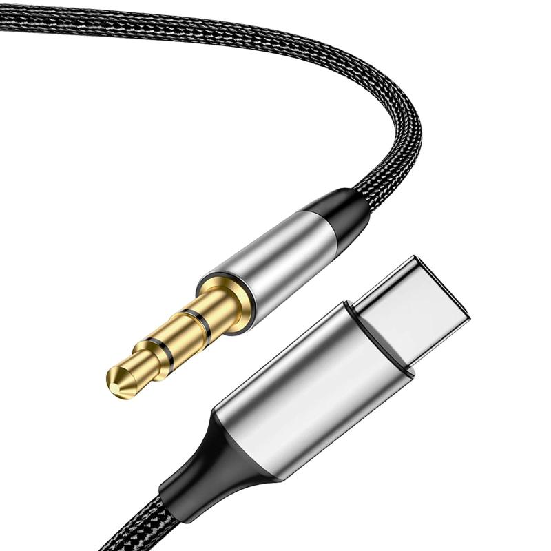 Rakuten - AUX ケーブル Type-C 3.5mm 変換 ケーブル AUX オーディオ ケーブル カーオーディオ 3.5 mm 高耐久 ナイロン編み DAC搭載 ハイレゾ音質 オーディオアダプタ オーディオケーブル ヘッドホン/ス