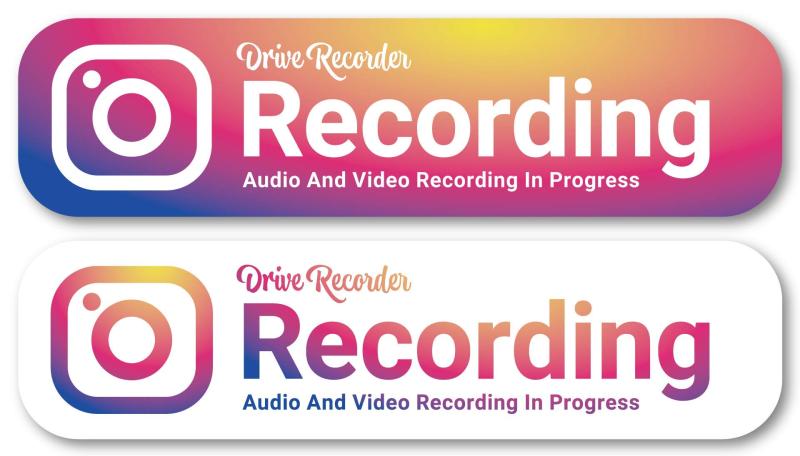 Isaac Trading ドライブレコーダー 録画中 ステッカー 耐水・耐候 REC 英語 グラデーションデザイン シール ドラレコ 84×108mm