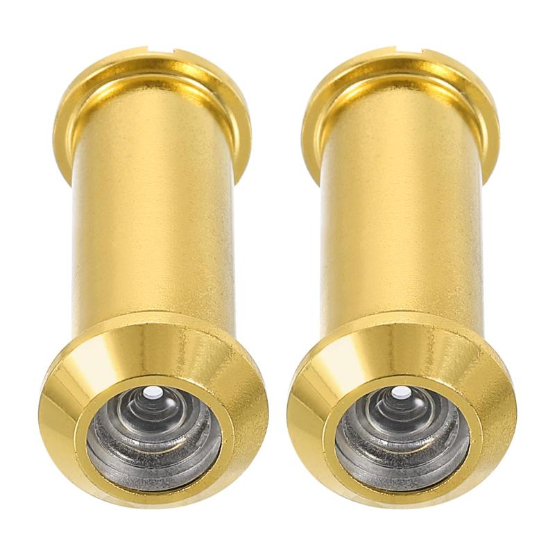 12 mm ドアビューアーのぞき穴 2個 セキュリティ用銅製プライバシードアビューアー 220度 35 mm-60 mmのドアののぞき穴適合 プライバシーカバー付き 自宅 オフィス ホテル用 金色