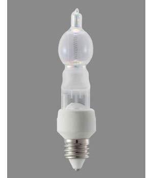 ミニハロゲン電球 《マルチレイアPRO》 110V 100W形 E11口金 JD110V65W・NP/E-WN商用電圧で使用できる片口金形のハロゲン電球です。中でも発光管に赤外反射膜を塗布した省電力形のマルチレイアPROが主流になっています。<br>楕円形のバルブに赤外放射を反射する干渉膜を設けていますので、ランプ個々で若干光色に差が出ることがあります。