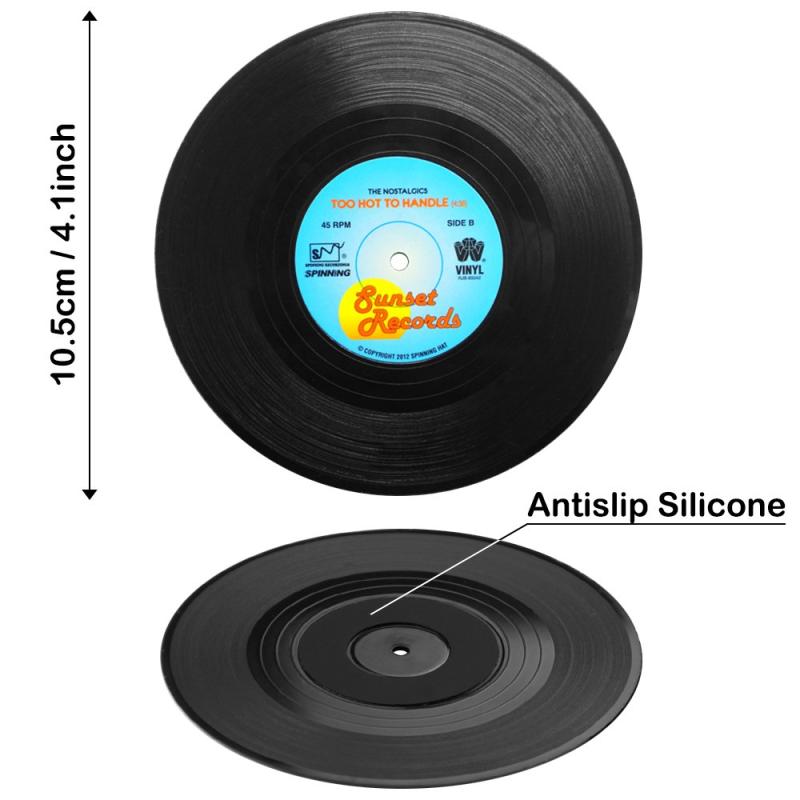 コースター シリコン 6枚セット おしゃれ レコード コップ用マット コーヒー ドリンク 滑り止め 4.1inch lino-select-10022158 LINO select楽天市場店 サンプル画像3
