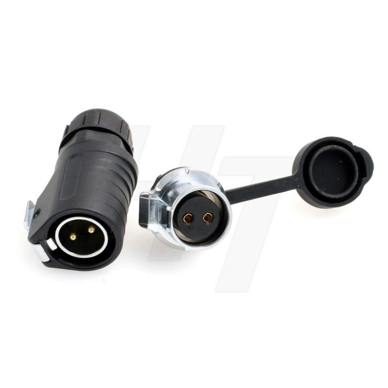 Rakuten - LP20 2ピン防水電源コネクタ 工業用バルクヘッドオスケーブルプラグ メスパネルソケット RVソーラーポート用 Furrionソーラーチャージ (はんだ、パネルマウント+プラグ)