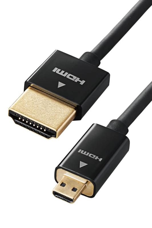 エレコム HDMI - mini micro HDMI ケーブル 2m 4K×2K対応 スーパースリム ブラック DGW-HD14MBK