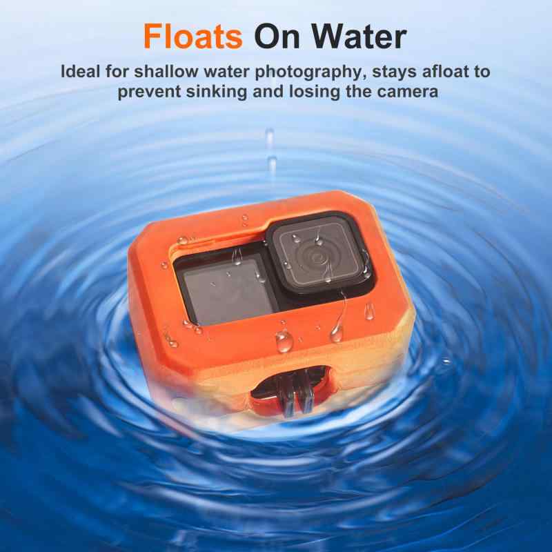 FitStill Floaty ソフトフォームケース&amp;フローティングハンドグリップスティックセット Go Pro Hero 13/12/11/10/9用 ブラック、シュノーケリングサーフィン、ウェイクボード保護ケージハウジング 2