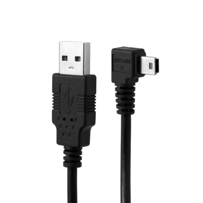 Mini USB B Type 5ピン オス 直角 90度 - USB 2.0 オス データケーブル フェライト付き 3.0m