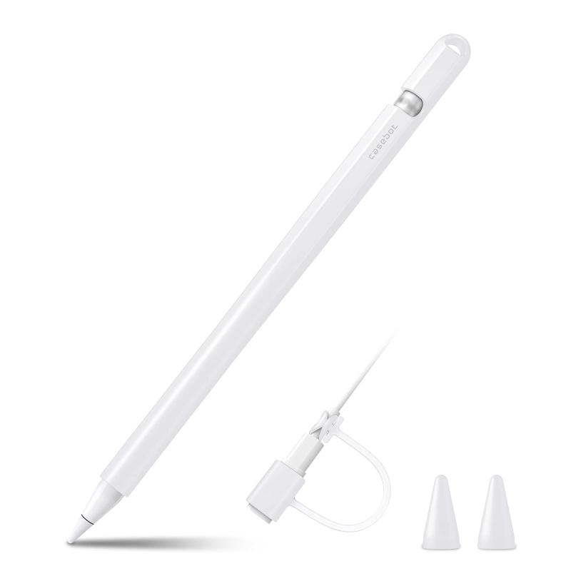 for Apple Pencil 第1世代用シリコン保護ケース カバー グリップ ホルダー 握りやすい 軽量 全面保護 紛失 落下防止 スリーブ ケース ペン先カバーとUSBケーブル連接カバー付き