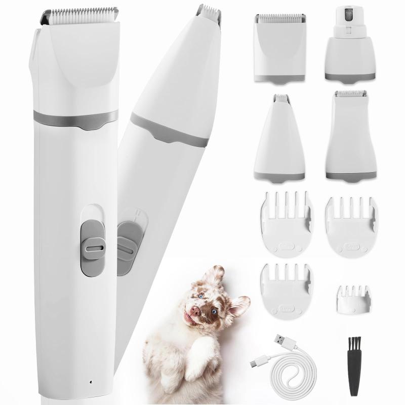 4in1 ペット用バリカン 2段階スピード調整 低騒音 USB充電 2時間使用可能 足裏 耳裏 顔回り 全身カット可能(4.0)