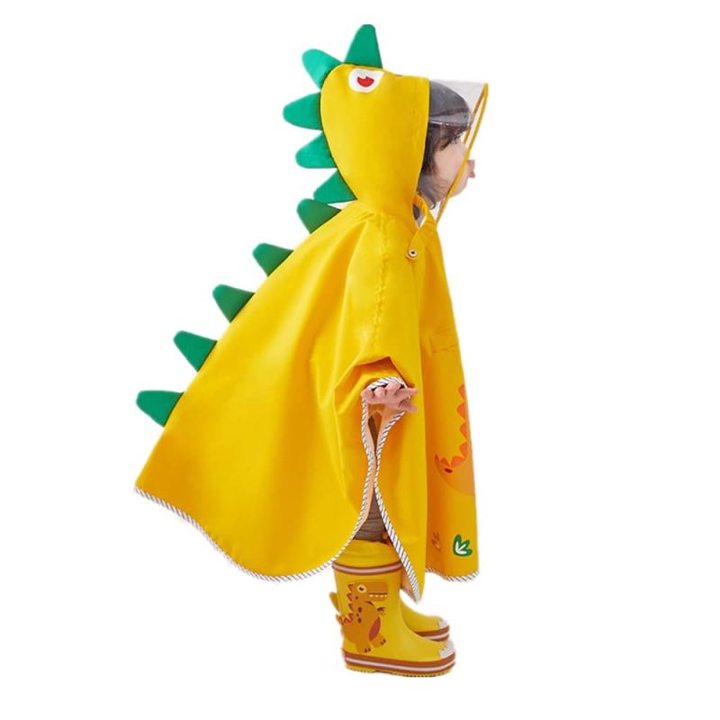 Rakuten - 子供 レインコート 恐竜 ランドセル対応 男の子 女の子 カッパ キッズレインウェア ポンチョ 雨具 かわいい 防水 透明ツバ 収納袋付き raincoat 通学 通園 アウトドア