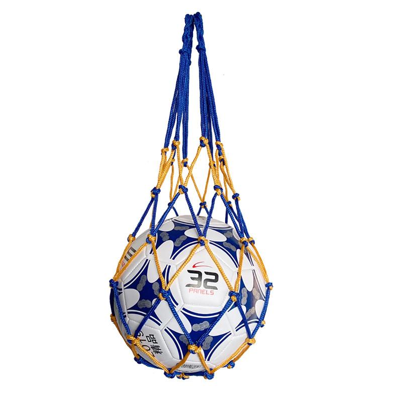 乐天商城 - 収納 サッカー/バレーボール/バスケットボール用 簡易ボールバッグ 網袋 持ち運び 保管用 (ブルーイエロー)
