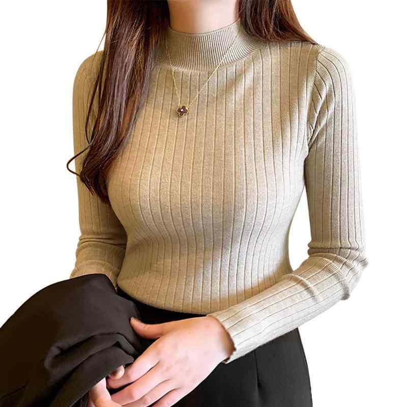 Rakuten - [] リブニット セーター レディース 秋冬 3サイズ展開・大人め高級魅力・贅沢な質感・細見えるシルエット ハイネック 重ね着 ニット ス ニットソー カットソー 縦リブ 着痩