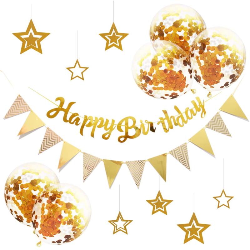 誕生日 バルーン 飾り付け 風船セット ハッピー バースデー HAPPY BIRTHDAYガーランド ハート風船 紙吹雪風船 ドットシール 装飾 パーティー お祝い サプライズ