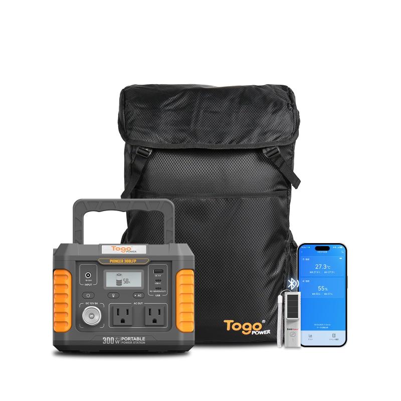 Togo Power ポータブル電源 ソーラーパネル セット 小型 177Wh/300W 純正弦波 AC100V 50Hz/60Hz対応 55200mah 太陽光パネル 25％高変換効率 軽量 単結晶 ソーラー発電機 家庭用 折りたたみ式 防災グッズ 非