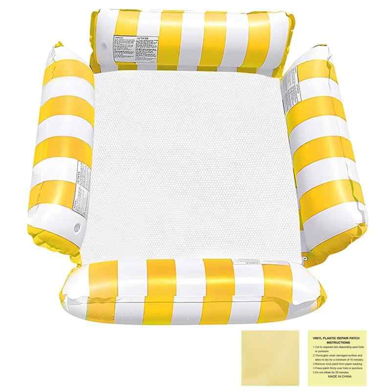 浮き輪 大人用 フロート 浮き輪 フロート 4管式 浮き輪 ォーターハンモック+ビニール補修用テープ2枚付き 浮き輪ベッド 125cmX120cm 水上ハンモック 浮き輪ベッド ビーチボード 浮輪 海遊び 大