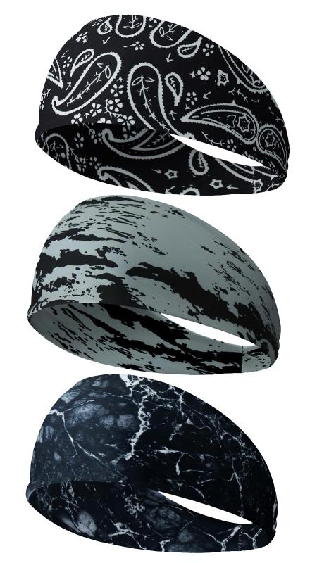 ヘアバンド メンズ 額幅12cm 2024夏新登場 ヘッドバンド スポーツ ターバン風 バンダナ ヘアターバン 幅広 汗止め 抗菌・防臭 伸縮性 ヘアアレンジ ヘアアクセサリー お風呂・ヨガ・洗顔用 3