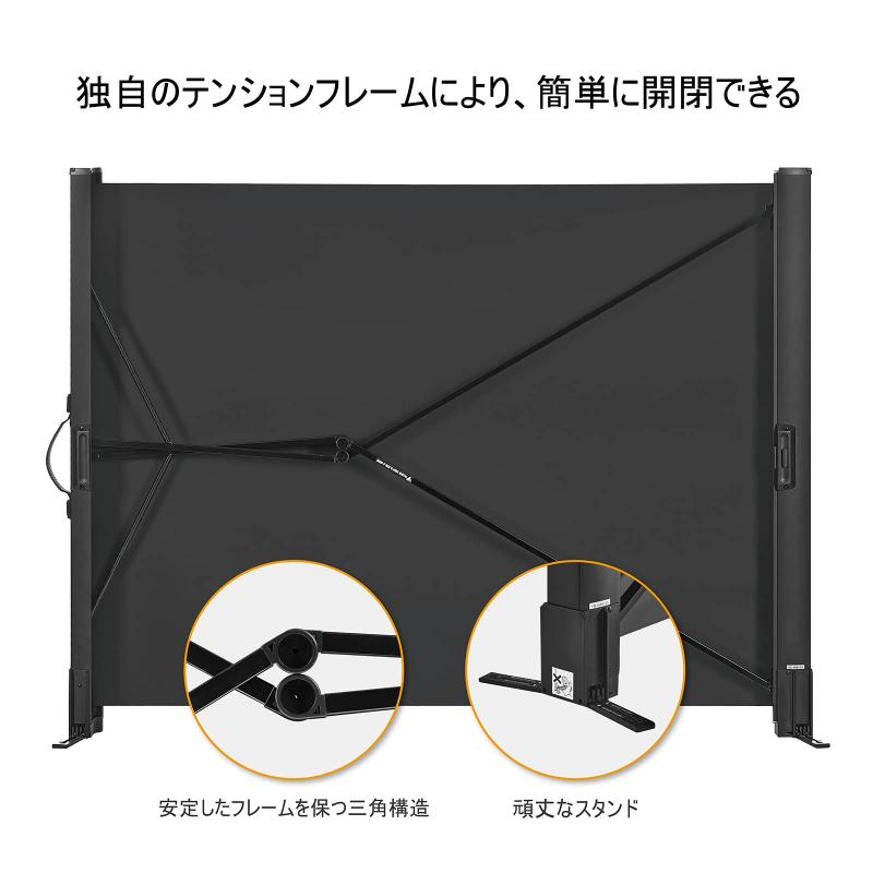 プロジェクター用スクリーン、50インチ、4:3、ポータブルミニ、軽量、折り畳み式、...