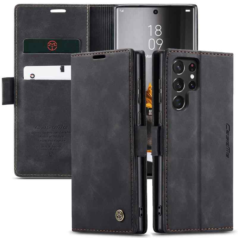 Rakuten - Galaxy S22 Ultra ケース 手帳型 Samsung ギャラクシー S22ウルトラ / SC-52C / SCG14 用 カバー スマホケース 財布型 カード収納 横開き レザー TPU 耐衝撃 携帯カバー 横置き機能 マグネット式 おし