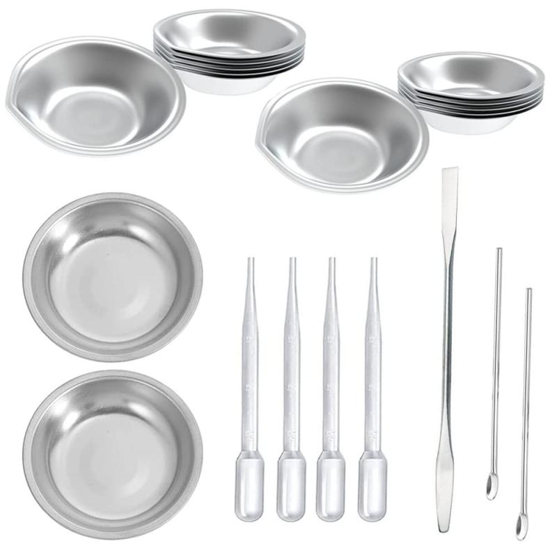 塗装セット 21点セット 塗料皿 調色スティック かくはん棒 3mlスポイト プラモデル用品 ホビー用塗装用具 プラモデル塗料用 ステンレス製 模型初心者セット