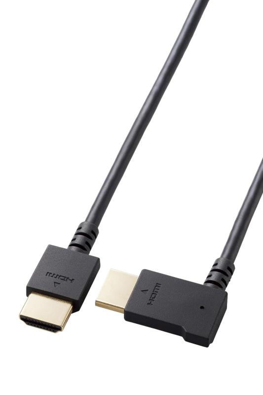 エレコム HDMI ケーブル 1m L字 右向き やわらか ハイスピード 4K2K(30Hz) HIGH SPEED with ETHERNET認証済み ブラック CAC-HD14EYR10BK