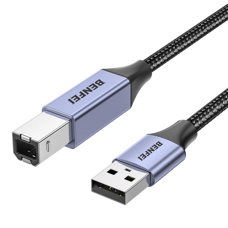 USB-B to USB-C プリンターケーブル 1m 耐久性のナイロン編み&アルミ合金コネクター MacBook Pro/HP/Epson/Canon/Brother/Lexmark/Xeroxなど主要プリンター&スキャナー対応 高速