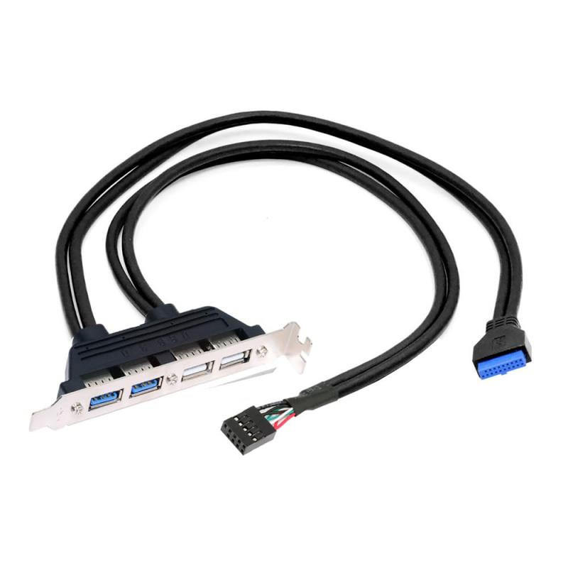 USB2.0 & USB 3.0 内部 4 メス マウント パネルから 9 ピン 19 ピン 20 ピン マザーボード バッフル ケーブル、PCI ブラケット付き 50cm