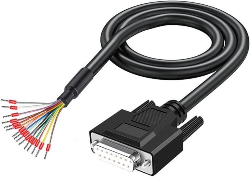 2m 24AWG DB9 RS232 9ピンシリアル延長ケーブル、裸線エンドケーブル付き9ピンゴールドメッキコネクタ